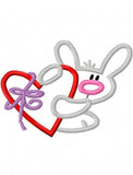 Bunny with Heart applique machine embroidery design