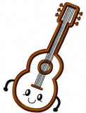 Guitar with face applique machine embroidery design