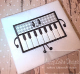 Piano Keyboard with face applique machine embroidery design