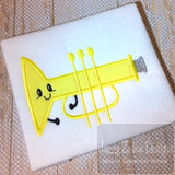 Trumpet with face applique machine embroidery design