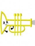 Trumpet with face applique machine embroidery design