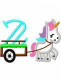 2nd birthday unicorn appliqué machine embroidery design