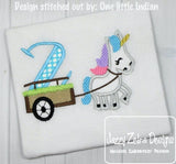 2nd birthday unicorn appliqué machine embroidery design