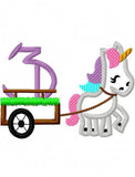 3rd birthday unicorn appliqué machine embroidery design