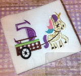 5th birthday unicorn appliqué embroidery design