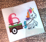 6th birthday unicorn appliqué embroidery design