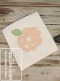 Peach word shaped peach motif filled machine embroidery design