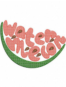 Watermelon word motif filled machine embroidery design