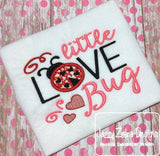 Little Love Bug saying Valentine ladybug appliqué machine embroidery design