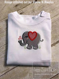 Elephant Valentine applique machine embroidery design