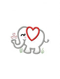 Elephant Valentine applique machine embroidery design