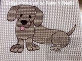Dachshund dog sketch machine embroidery design