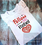 Follow your rebel heart saying appliqué machine embroidery design