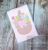Easter basket with eggs motif filled machine embroidery design