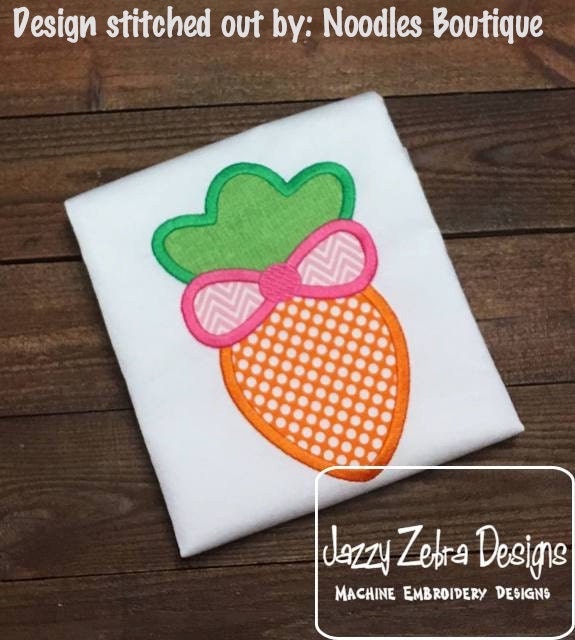 Carrot with Bow appliqué machine embroidery design