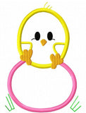 Easter Chick sitting on Egg appliqué machine embroidery design