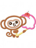 Monkey with ice cream cone appliqué machine embroidery design