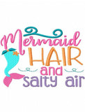 Mermaid hair and Salty air saying machine embroidery design