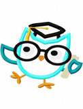 Graduation Owl appliqué machine embroidery design