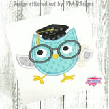 Graduation Owl appliqué machine embroidery design