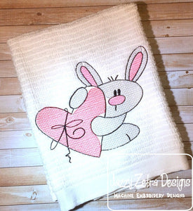 Bunny with heart sketch machine embroidery design