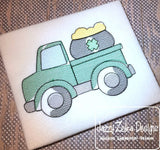 Truck with Saint Patrick's day pot of gold sketch machine embroidery design