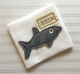 Sharkasm saying shark shabby chic bean stitch appliqué machine embroidery design
