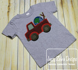 Truck with earth and tree branch Earth Day appliqué machine embroidery design