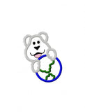 Earth Day Bear with world appliqué machine embroidery design