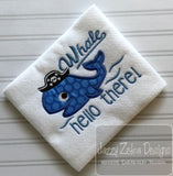 Whale hello there saying Pirate whale appliqué machine embroidery design