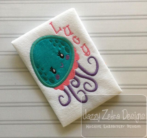 Girl Jelly Fish appliqué machine embroidery design