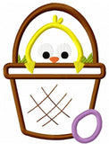 Chick in Easter basket appliqué machine embroidery design