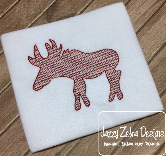 Moose silhouette motif filled machine embroidery design