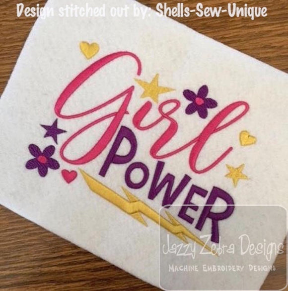 Girl Power saying machine embroidery design
