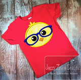 Boy Chick with glasses appliqué machine embroidery design