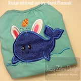 Dolphin with bunny ears and Easter egg applique machine embroidery design