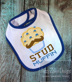Stud Muffin saying muffin applique machine embroidery design