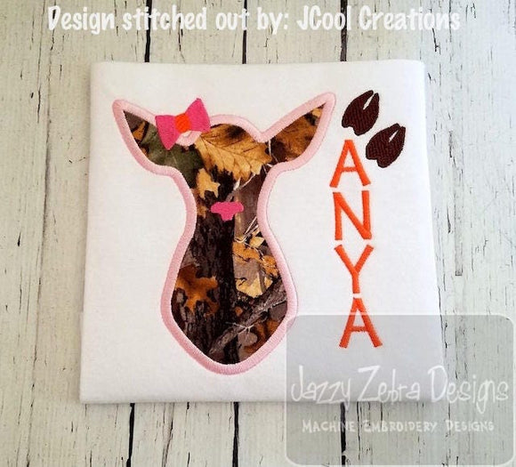 Deer Doe applique machine embroidery design