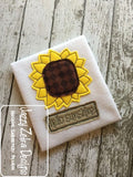 Hello sunshine saying fall sunflower shabby chic bean stitch appliqué machine embroidery design