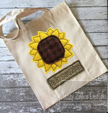 Hello sunshine saying fall sunflower shabby chic bean stitch appliqué machine embroidery design