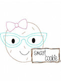Smart cookie saying girl cookie shabby chic bean stitch appliqué machine embroidery design