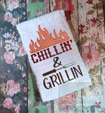 Chillin & Grillin saying machine embroidery design