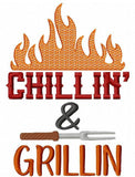 Chillin & Grillin saying machine embroidery design