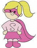 Super Hero girl sketch machine embroidery design