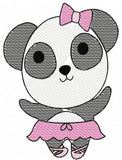 Panda ballerina sketch machine embroidery design