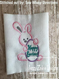 Happy Easter saying Bunny machine embroidery design