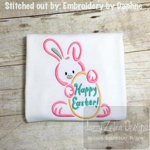 Happy Easter saying Bunny machine embroidery design