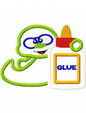 School Bookworm with glue bottle appliqué machine embroidery design