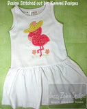 Summer Flamingo with floppy hat appliqué machine embroidery design