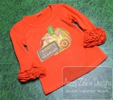 Lil pumpkin saying pumpkin shabby chic bean stitch appliqué machine embroidery design